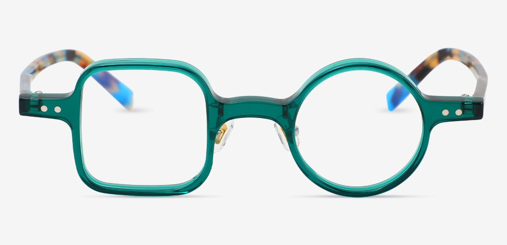 Magdalene Green Square Round Glasses
