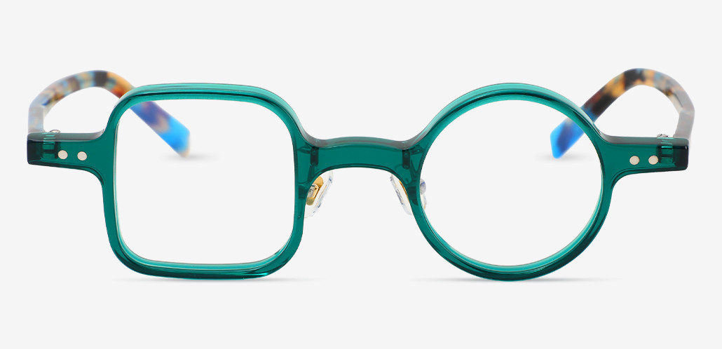 Magdalene Green Square Round Glasses