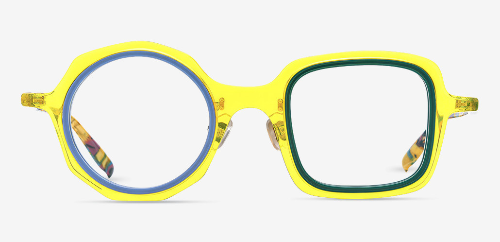 Lilli Gafas Cuadradas Redondas Amarillas