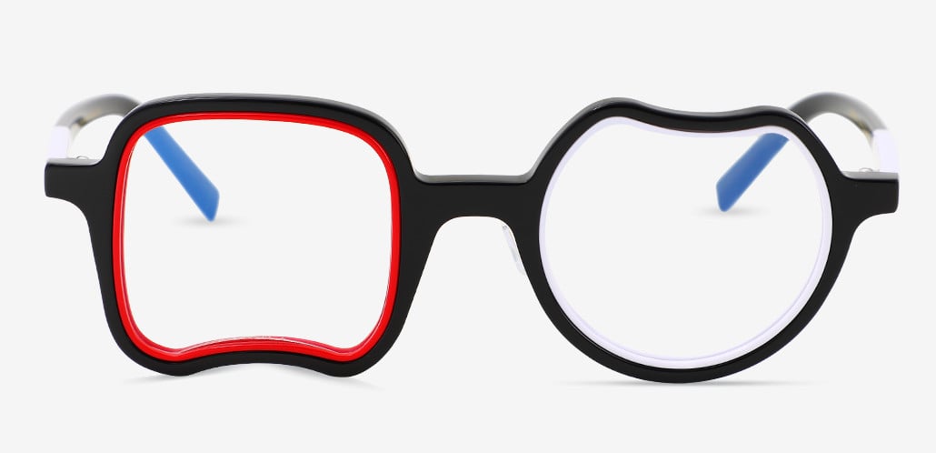 Garth Black Square Round Glasses