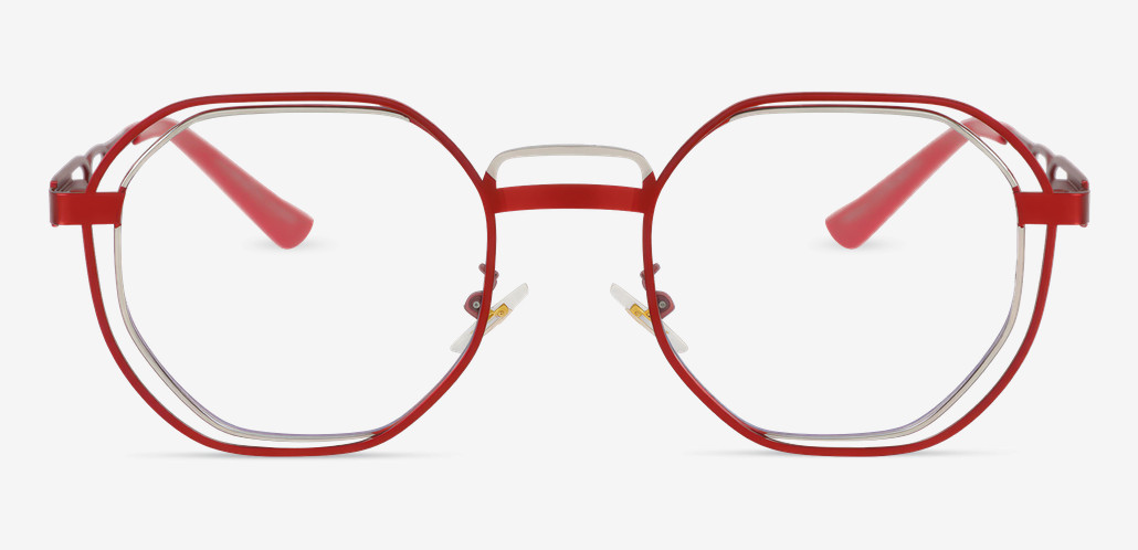 Hortense Red Geometric Glasses