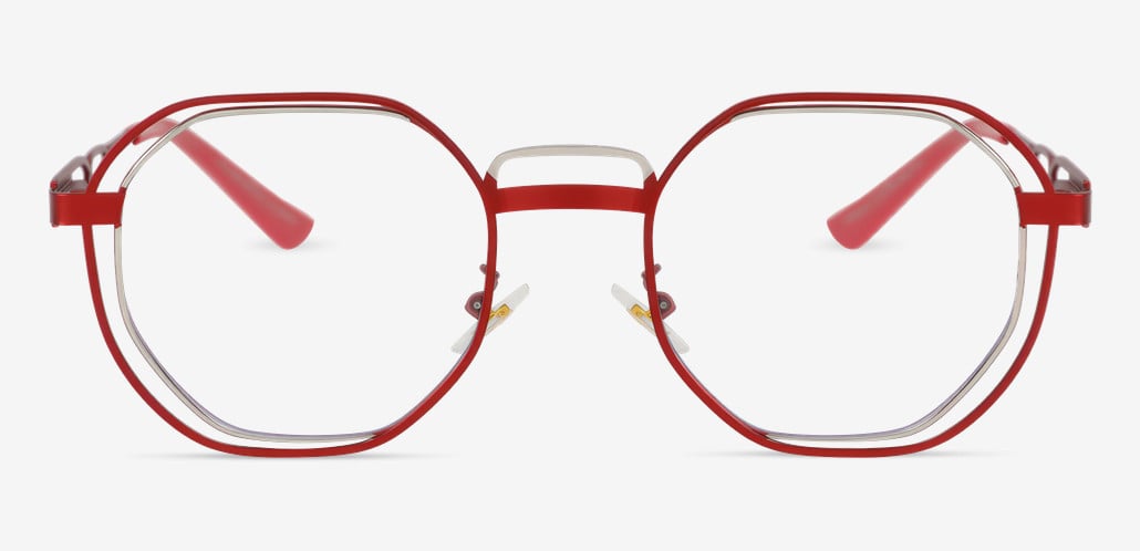 Hortense Red Geometric Glasses