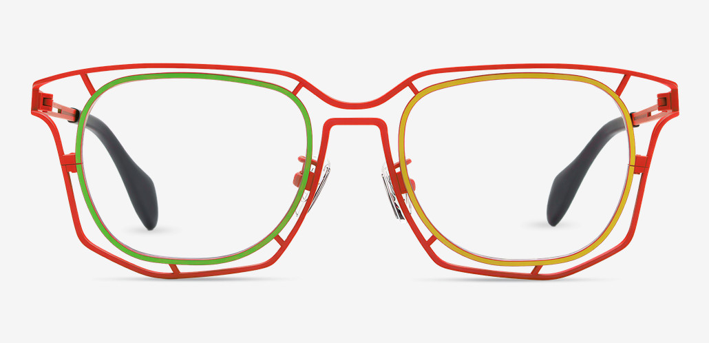 Whit Red Square Glasses