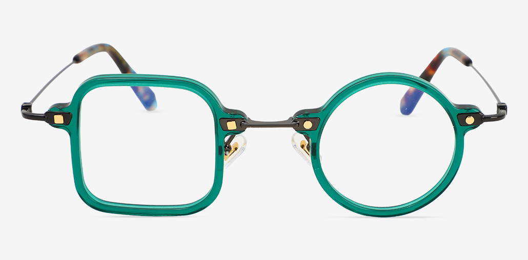 Forbes Green Square Round Glasses