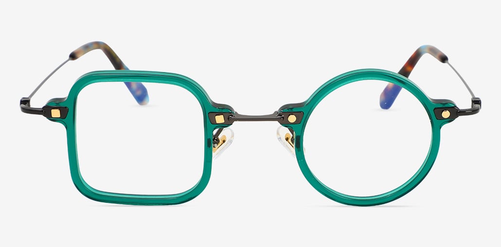 Forbes Green Square Round Glasses