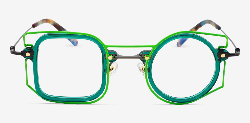 Frank Gafas Cuadradas Redondas Verdes