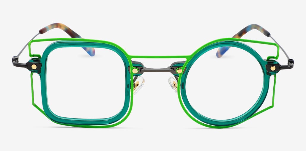 Frank Gafas Cuadradas Redondas Verdes