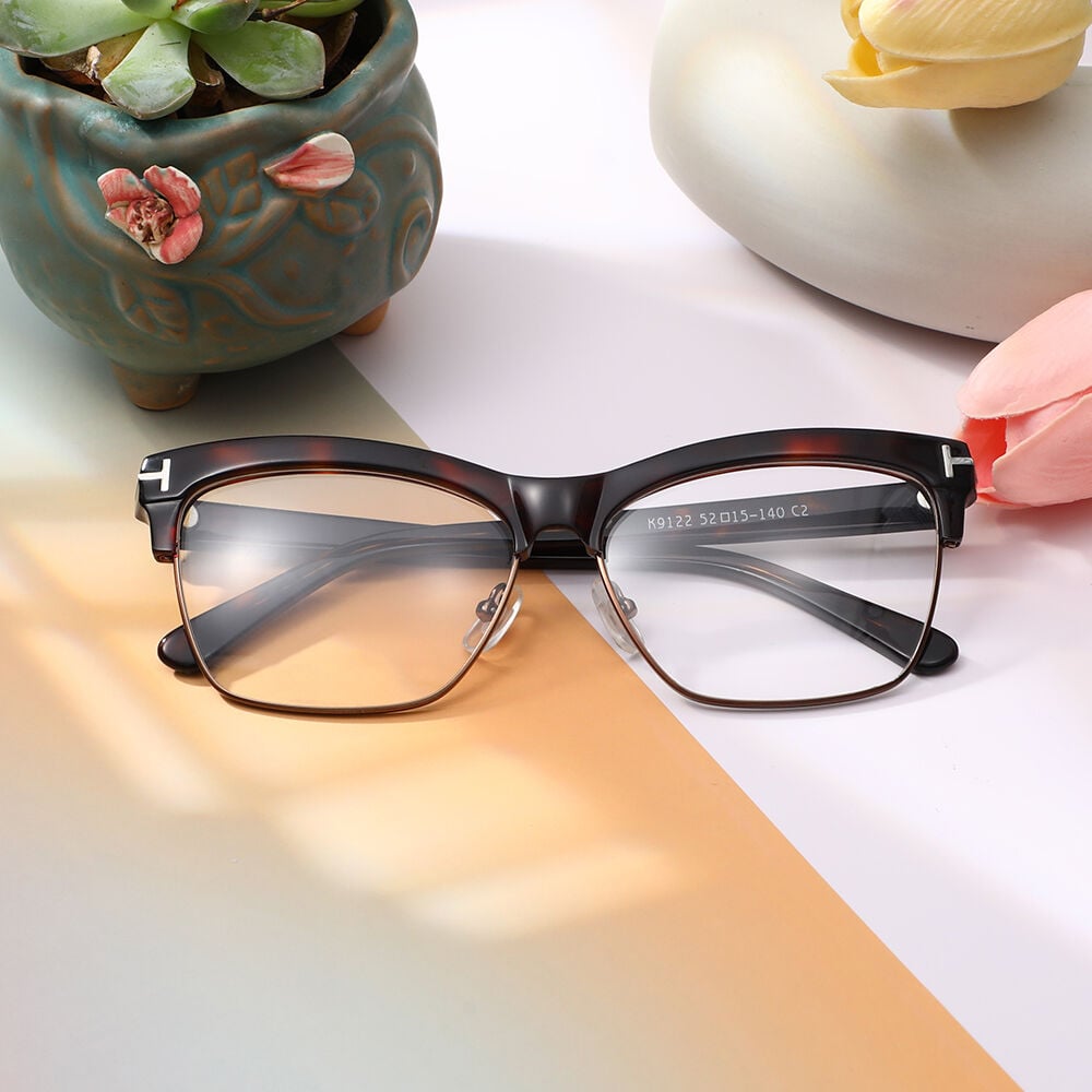 Theresqe Tortoise Browline Glasses