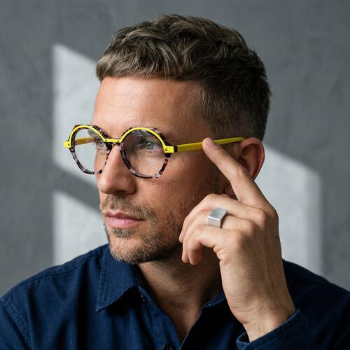 Louis Lunettes Géométriques Jaunes