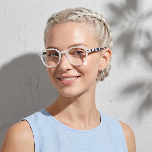 Camila White Round Glasses