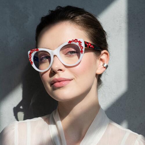 Earu White Cat Eye Glasses