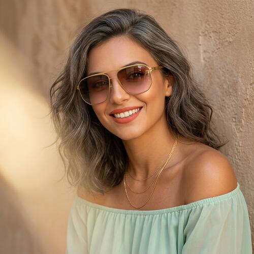Sylvia Gold Aviator Sunglasses