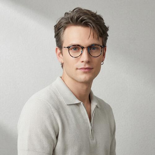 Hugh Blue Round Glasses