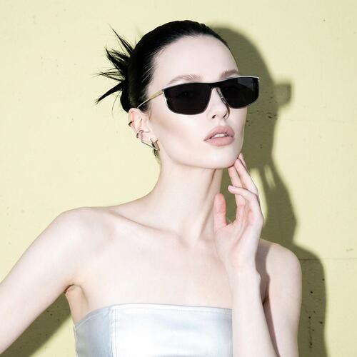 Grace Schwarze Rechteckige Sonnenbrille