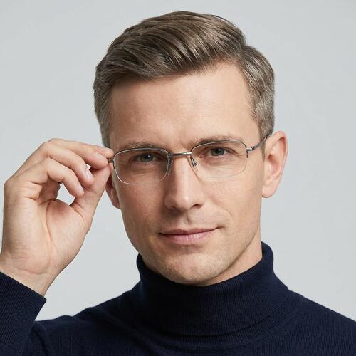Gunter Silberne Rechteckige Brille