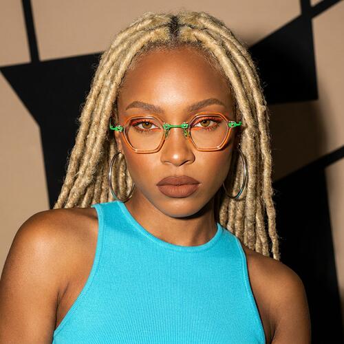 Marnia Orange Geometric Glasses