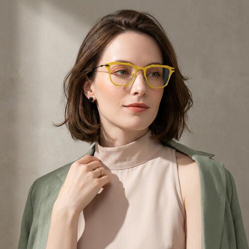 Bartholome Yellow Square Glasses