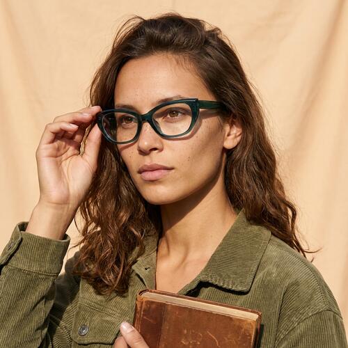 Faithe Green Cat Eye Glasses