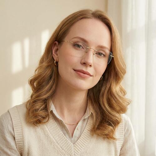 Casey Gold Rectangle Glasses