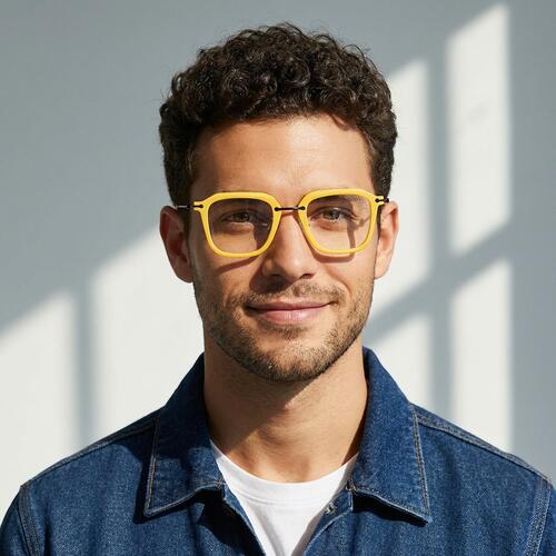 Zechariah Lunettes Carrées Jaunes