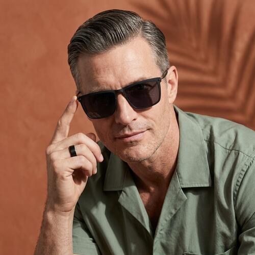 Adam Schwarze Rechteckige Sonnenbrille