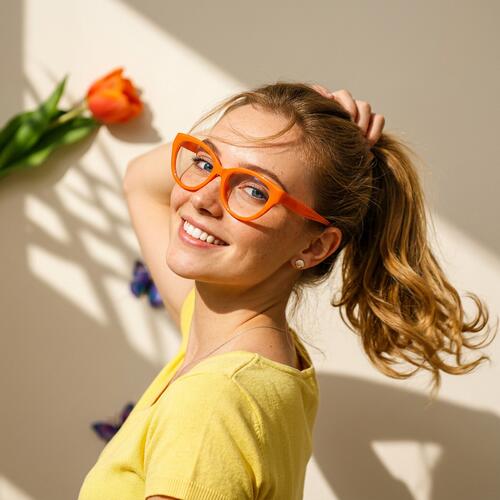 Tammy Orange Cat Eye Glasses