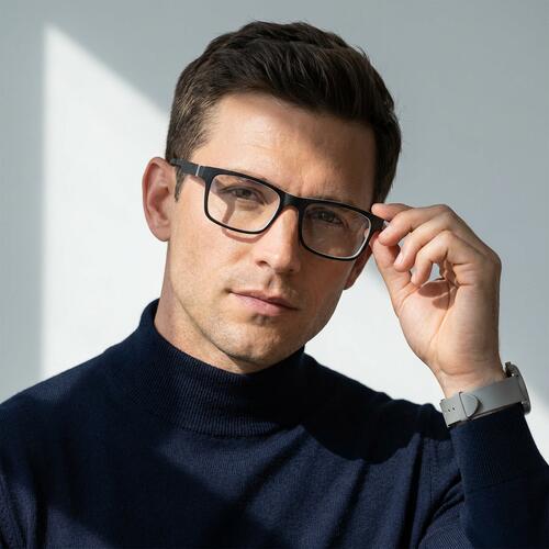 Troy Black Rectangle Glasses