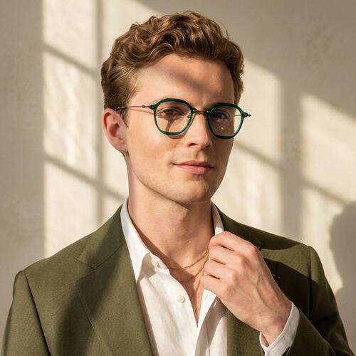Fitzgerald Green Round Glasses
