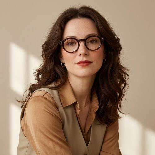 Olivia Brown Round Glasses