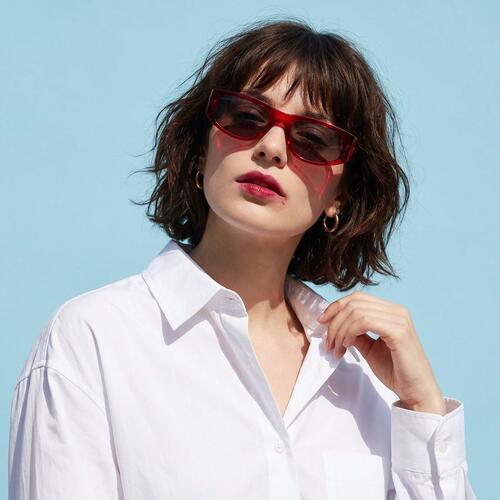 Lily Red Rectangle Sunglasses
