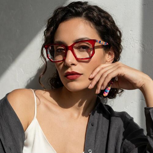 Polly Lunettes Carrées Rouges
