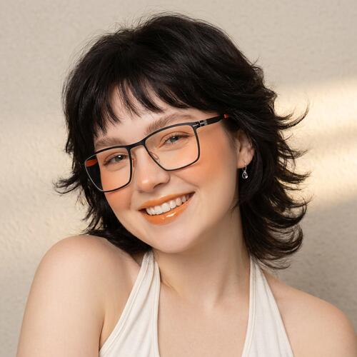 Quintina Black Rectangle Glasses