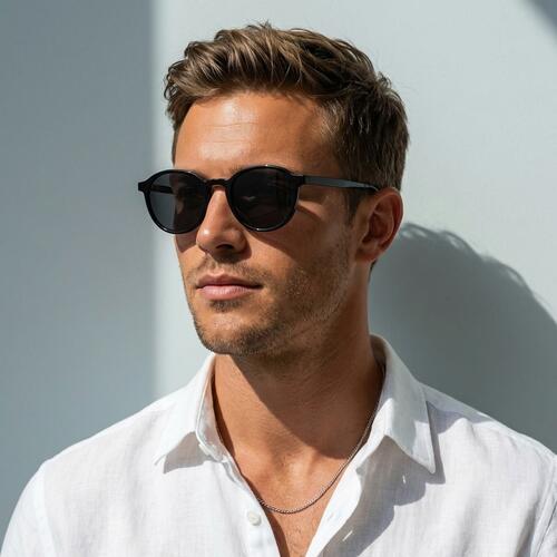 Nelson Black Round Sunglasses