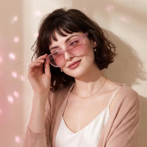 Thompson Lunettes de soleil Carrées Roses