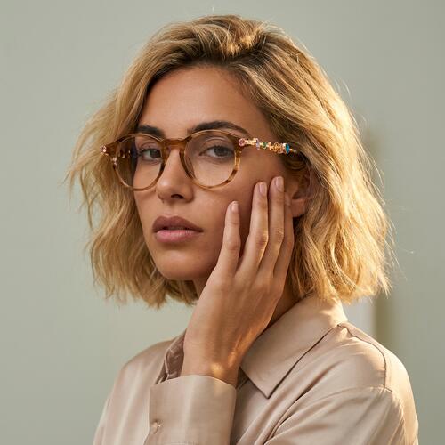 Olive Brown Round Glasses