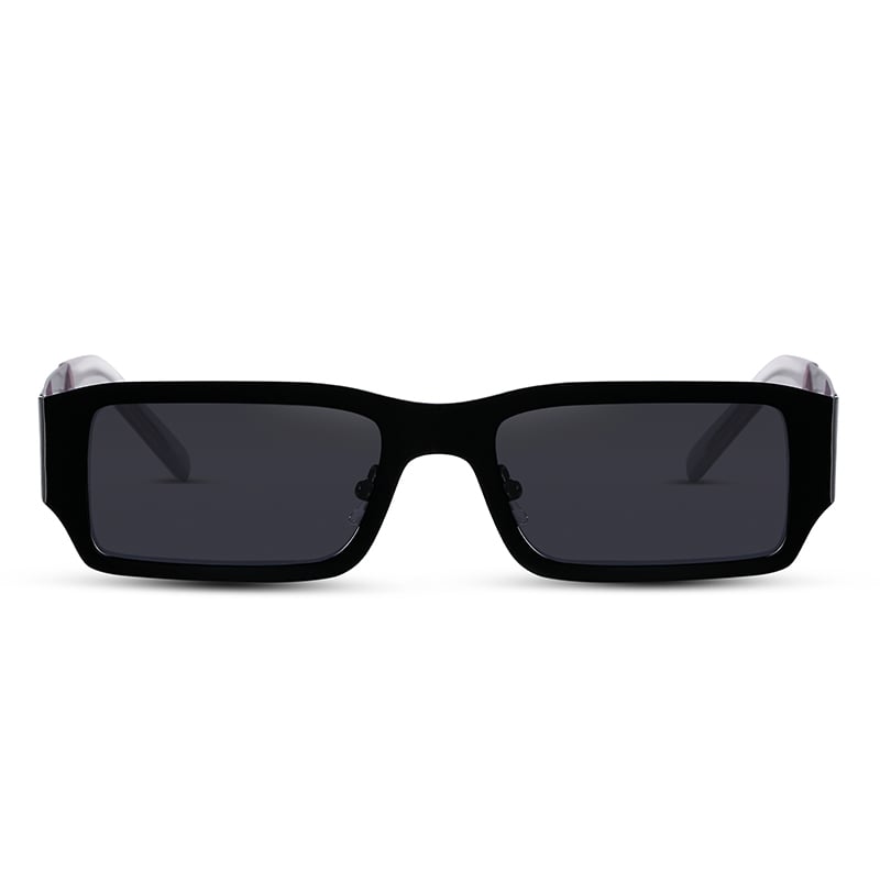 Perspective Schwarze Rechteckige Sonnenbrille