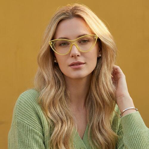 Trista Yellow Cat Eye Glasses