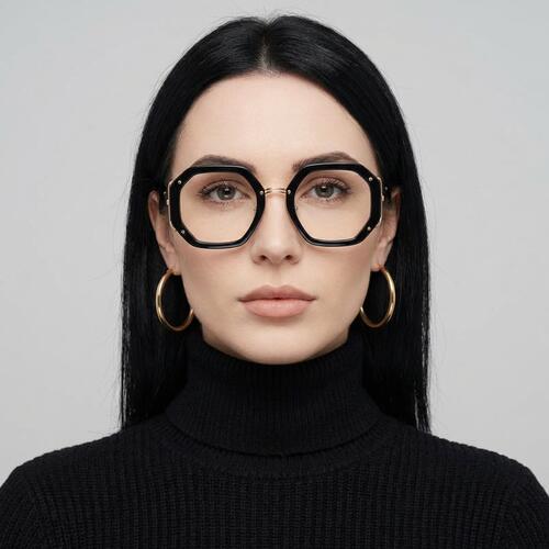Megre Black Geometric Glasses