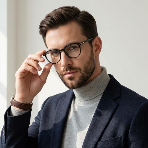 Darren Schwarze Runde Brille