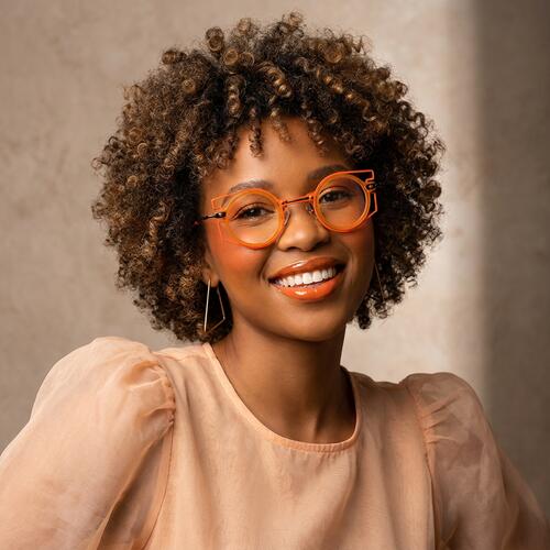 Maisie Orange Round Glasses