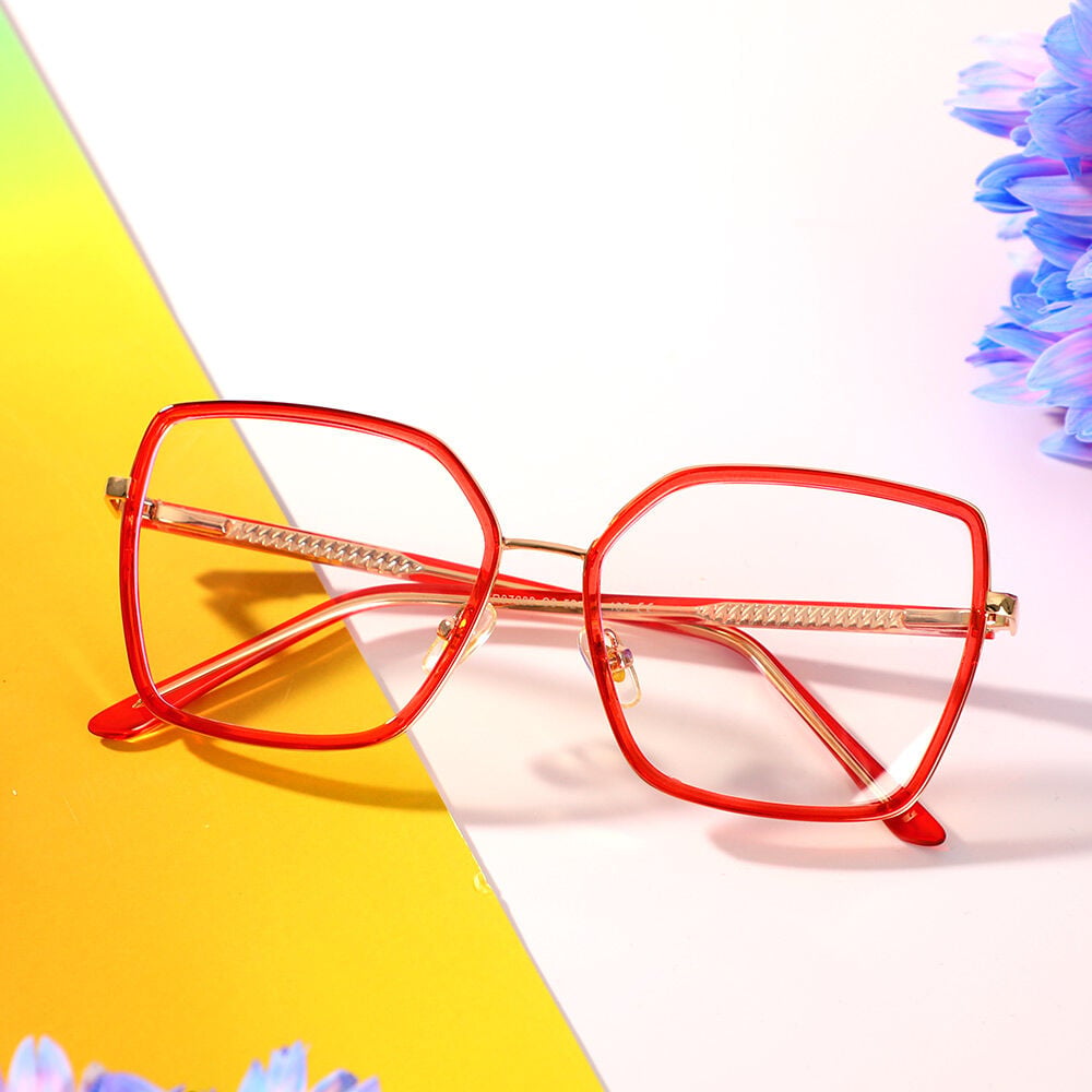 Hemingwe Lunettes Géométriques Rouges