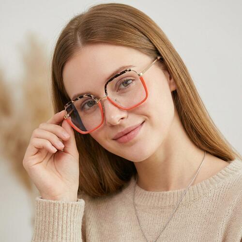 Lizzie Orange Square Glasses