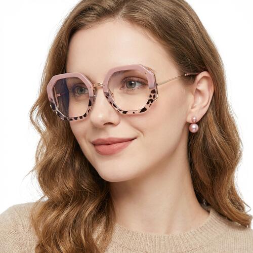 Megre Lunettes Géométriques Roses