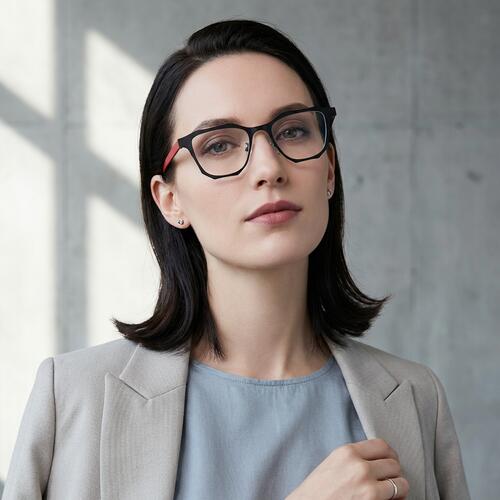 Snow Black Square Glasses