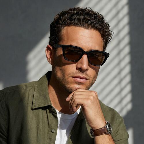 Thomas Schwarze Quadratische Sonnenbrille