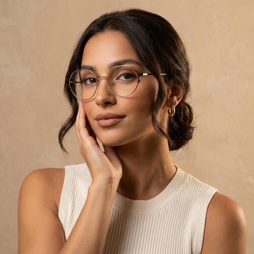 Laverna Gold Round Glasses