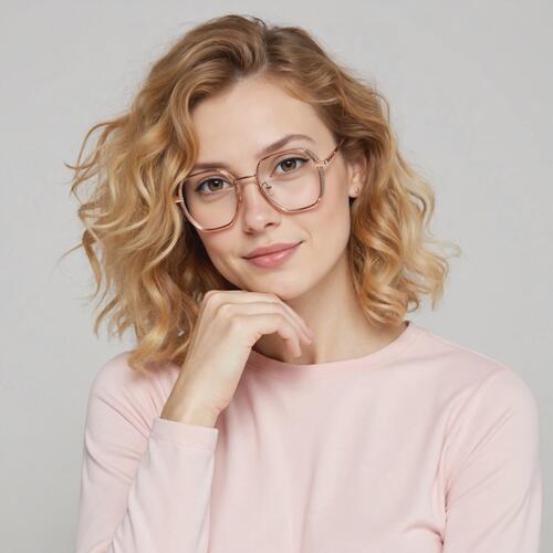 Morga Champagnerfarbene Geometrische Brille