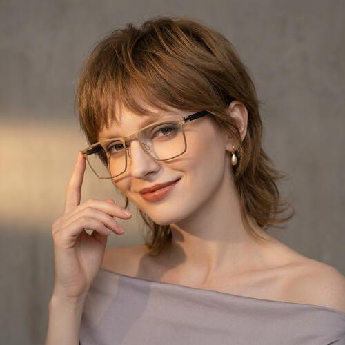 Quintina Gold Rectangle Glasses