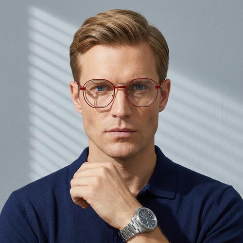 Hortense Red Geometric Glasses