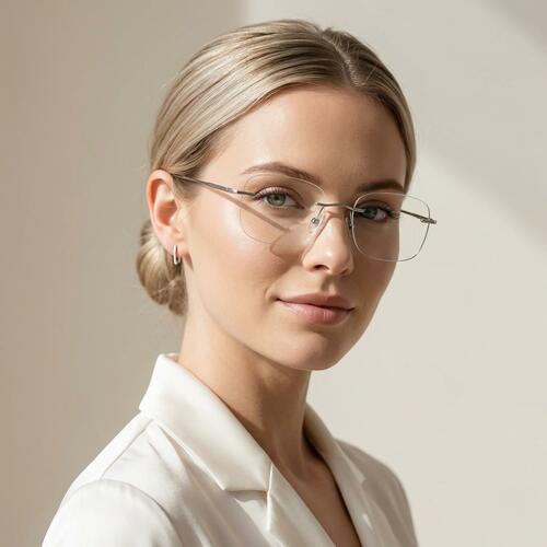 Hollis Silver Square Glasses